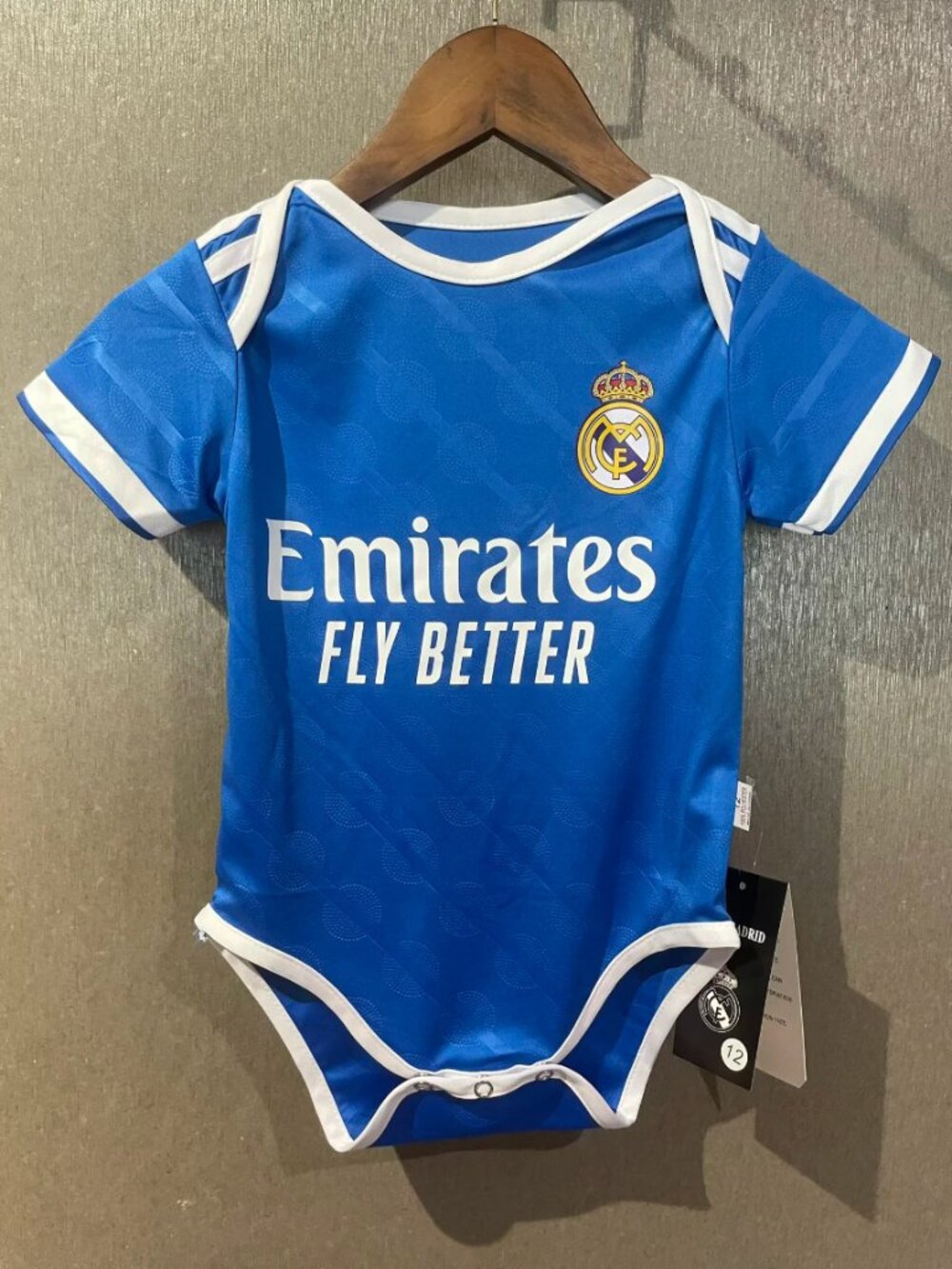 Real Madrid Baby Romper Blue Soccer Jersey Style Onesie
